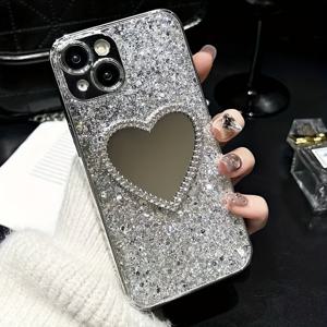 TEMU 휴대폰 케이스 - 메이크업 거울 전기 도금 휴대폰 케이스 아이폰 17 17Pro 15 14 13 12 11 휴대폰 케이스 보호 커버에 적합