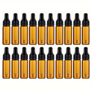 20개 5ml 앰버 유리 미니 에센셜 오일 드로퍼 병, 검은색 뚜껑 포함 - UV 보호 소형 보관용기, 향수, 화장품, 아로마테라피 및 실험실 액체용, 손세척 전용, 향수 리필 병