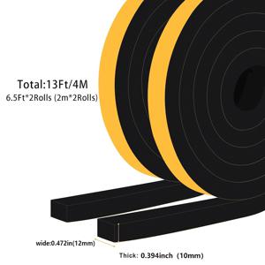TEMU 6.5Ft*2롤 (2M*2롤) 자가 점착 고무 폼 씰 스트립, 차량 틈새 밀봉, 쿠션 및 장비 안정화, 도어, 에어컨, 덕트 냉각, 가구 보호 개스킷 테이프용 강력 접착 폼 테이프