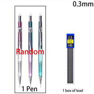 TEMU 창의적인 필통 연필 2-In-1 블루 0.3 0.5 0.7 0.9mm 랜덤 자동연필 1개 (교체용 연필심 포함), 다기능 필기 문구류