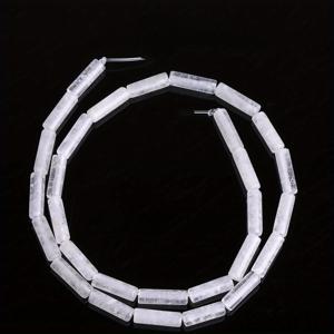 TEMU ASVRAI U 천연 화이트 쿼츠 비즈, 4x13mm 라운드 튜브 루스 비즈, 투명하고 반투명, DIY 주얼리 만들기에 이상적 - 15인치 스트랜드, 주얼리 만들기용 비즈