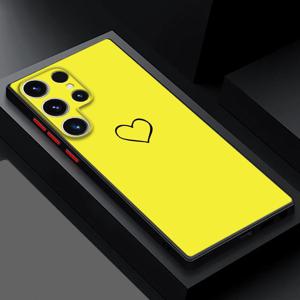 TEMU 갤럭시 S25 S24 울트라 FE S10 S20 S22 플러스 S23 울트라 S9 S21 5G S25 플러스 폰 케이스 - 옐로우 러브 하트 디자인 커버