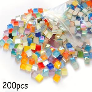 TEMU 200개 반짝이는 멀티컬러 유리 타일 - 1cm 사각형 입자 퍼즐 공예 재료, 미술 프로젝트, 욕실 및 주방 장식에 적합