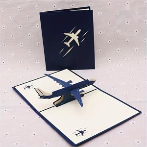 TEMU 3D 생일 축하 카드 비행기 모델 창의적인 핸드메이드 속이 빈 종이 조각상 페이퍼 컷아웃 입체 카드, 아들, 조카, 남편, 동료용, 생일, 졸업 축하에 적합