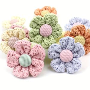 TEMU 5.5cm 수제 레이스 패브릭 꽃 장식 DIY 헤어클립 헤드피스 액세서리 5개 세트