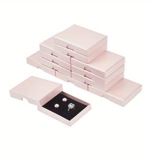 TEMU 미스티 로즈 9x7x1.6cm 귀걸이, 반지, 목걸이 보관용 12개 세트 직사각형 판지 종이 주얼리 케이스
