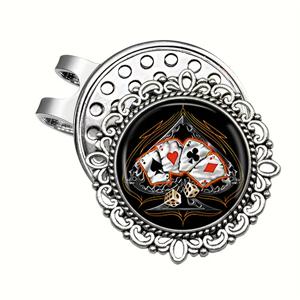 TEMU 포커 디자인과 레이스 모자 클립이 있는 자석 골프, 철제 골프 포지션 마커 액세서리, 유리 포함, 분리 용이, 골퍼에게 적합