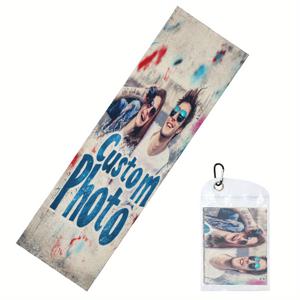 TEMU 맞춤 스포츠 쿨링 타월 - 12X40인치, 속건성 폴리에스터 섬유, 개인 맞춤 디자인, 텍스트 또는 로고, 휴대용 가방 포함, 헬스, 요가, 러닝 및 야외 활동에 적합. 크리스마스, 새해, 발렌타인데이를 위한 이상적인 휴일 선물