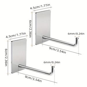 TEMU 접착식 후크 2개, 스테인리스 스틸 셀프 접착식 욕실 벽 고리, 수건, 가운, 모자, 코트, 면도기, 열쇠용 벽에 붙이는 접착식 행거 (은색)