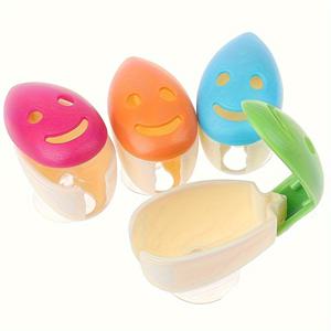 TEMU 4개입 미소 얼굴 칫솔 거치대, 벽걸이 플라스틱 흡착식 수납 랙, 휴대용 여행용 칫솔 케이스 커버, 전기 불필요 욕실 액세서리 | 내구성 있는 플라스틱
