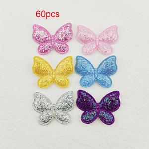 TEMU 60개 반짝이 나비 패치 - 헤어클립, DIY 공예, 스크랩북, 의류 장식용 - 멀티컬러 날개, 소형 헤어 액세서리 (1.22*0.98인치)