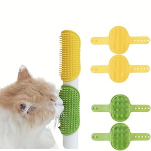 TEMU 고양이 셀프 그루머 빗 4개 세트, 실내 고양이용 모서리 고양이 얼굴 스크래처, 길이 조절식 고양이 마사지기, 고양이 턱 스크래처, 그루밍 모서리 스크래처, 집 꾸미기 키트