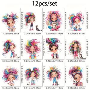 TEMU 12개 & 고양이 아이언온 열전달 비닐 데칼 - DIY 티셔츠, 청바지 및 백팩 의류 장식 키트
