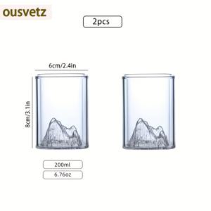 TEMU 2개입 고품질 3D 산 풍경 유리컵, 소재, 정교한 디자인, 패셔너블한 크리에이티브 유리제품, 세척 용이, 냉온 겸용, 주스, 차, 위스키, 커피에 적합