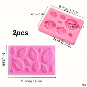 TEMU 발렌타인데이 인조 장미와 잎사귀 핑크 실리콘 몰드 2개, 창의적인 미니 7꽃잎 3D 꽃, 장식용 수제 자동차 공기 청정제 석고 디퓨저 스톤, 부케 제작 몰드, 레진 클레이 폴리머 연마 도구 - 스승의 날, 어머니의 날을 위한 이상적인 수제 선물 도구