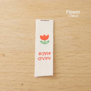10개 컬러풀한 수제 천 라벨, 딸기 체리 꽃, 수제 직물 DIY 공예용 미니 접이식 측면 태그