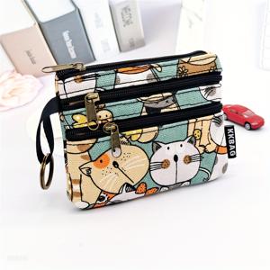 TEMU KKBAG 여성용 3단 지퍼 파우치 - 카툰 프린트 동전 지갑 & 카드 슬롯 키홀더, 여행, 현금, 열쇠, 카드에 적합한 컴팩트 다중 수납칸
