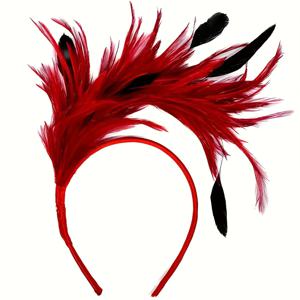 TEMU 1개 1920년대 플래퍼 코스튬 헤드피스 - 소란스러운 20년대 깃털 헤어밴드, 결혼식, 무도회, 테마 파티용 - 1920년대 의상을 위한 빈티지 웨딩 헤어 (손세탁 전용)