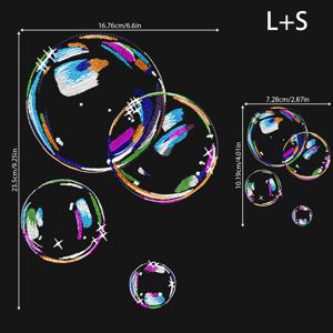 8개 세트 대형 4개 및 소형 4개의 거품 자수 스티커 열전달 컬러풀 만화 패턴, 빨래 가능 DIY 패치, 옷 티셔츠 청바지 백팩용 스타일의 빨래 가능한 핫 전사 데칼