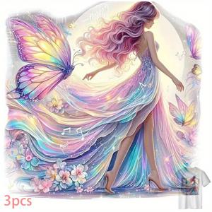 TEMU 3D 열전사 데칼 3개 세트 - 고화질 나비 및 요정 프린트 - 백팩, 쿠션, 바지, 소파 커버에 적합, 사용하기 쉬움, 초보자 친화적, 높은 내구성, 찢김 방지 및 퇴색 방지 이미지만 해당