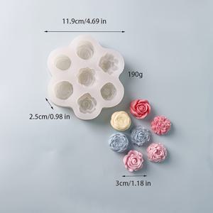 TEMU 7구 실리콘 왁스 몰드 - 3D 장미 & 모란 꽃 모양, 7개의 개별 구멍 분리, 유연하고 내구성 있는 DIY 캔들 만들기, 비누 성형, 왁스 공예용 - 왁스, 비누, 레진, 클레이, 폴리머 클레이에 적합한 불규칙 꽃 몰드