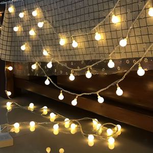 TEMU 33피트 80 LED 페어리라이트 글로브 가랜드 - 배터리식, 실내/캠핑용 장식등, 축제·크리스마스·파티·할로윈 데코레이션에 완벽