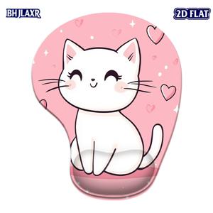 TEMU 1개 2D 평면 인체공학적 게이밍용 고양이 마우스 패드, 젤 손목 지지대 포함 - 미끄럼 방지, 편안한 표면, 사무실 및 가정용으로 적합