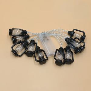 1개 10 LED 6.5피트 블랙 빈티지 등유 랜턴 스트링 조명 - 배터리 불필요한 따뜻한 노란빛, 내구성 플라스틱 실내/야외 장식용 크리스마스, 발렌타인데이, 추수감사절, 라마단, 부활절 & 파티 , 축제 분위기, 러스틱 디자인, 오래 지속되는 빛, 휴일 및 이벤트 장식용 클래식 에너지 효율형 홈 액세서리