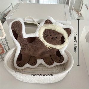 TEMU 1pc 귀여운 고양이 매달린 손수건, 두꺼운珊瑚 플리스 소재, 높은 흡수력, 현대적인 스타일, 4000gsm 원단, 욕실 및 주방 사용에 이상적, 욕실 손수건 | 만화 고양이 디자인 |珊瑚 플리스 수건, 고양이 손수건