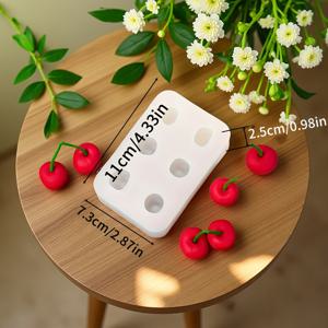 TEMU 1개 6구 체리 실리콘 레진 몰드, 4구 딸기 유연한 실리콘 몰드, 비누, 석고, 점토 공예, 수제 에폭시 레진 캐스팅 도구용, 애호가, 초보자 및 숙련된 장인에게 완벽한 선물