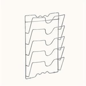 TEMU 5단 스테인리스 스틸 벽걸이형 주방 정리 랙 (냄비 뚜껑, 도마, 조리 도구 보관) - 공간 절약형 사다리형 선반, 다중 수납 공간, 안전한 보관을 위한 모던 클리어 디자인