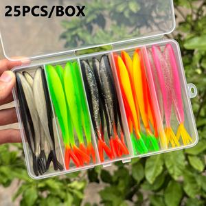 25개/박스 수영 미끼, 혼합 색상, 부유형 고품질 PVC 재질 - 10.5Cm 흔들림 장치, 현실적인 움직임, 바라쿠다, 잉어 낚시 미끼, 갈래 꼬리 클램프 헤드 인공 미끼 세트에 적합