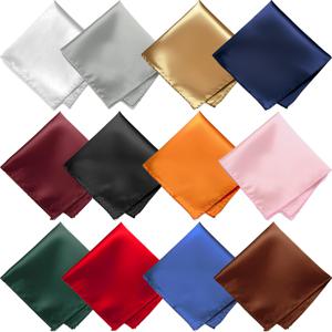 12피스 남성용 포켓 스퀘어 - 고급 폴리에스터 손수건, 단색, 1200 GSM 질감, 결혼식, 공식 행사 및 명절(크리스마스, 아버지의 날, 졸업식)용 다양한 색상 - 손세탁 전용