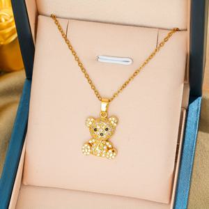 TEMU 패션 목걸이 1개, 곰 목걸이, 귀여운 동물 곰 펜던트 목걸이, 여아용 크리스마스 선물, 구리