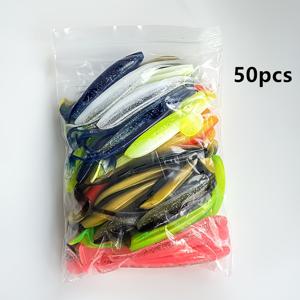 TEMU 소프트 베이트 루어 세트 50/100개, 4.72인치 야외 낚시 미끼, 리얼리스틱 TD 테일 루어, 배스, 복어, 바닷물 및 민물 어류용, PVC 다이내믹 워블 테일로 강화된 유인 및 캐치