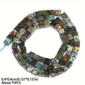 TEMU 4x4mm 자연석 큐브 아프리카 터키아즈 스퀘어 루즈 스페이서 비즈 조각품 만들기 DIY 독특한 팔찌 목걸이 귀걸이 공예 용품