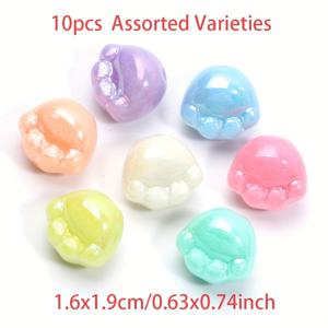 TEMU 16x19mm 10개 혼합 색상 대형 고양이 발바닥 AB 컬러 아크릴, 주얼리 DIY 핸드메이드 팔찌 목걸이 귀걸이 열쇠고리 액세서리 공예용