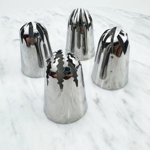 TEMU 4개 대형 사이즈 3.7X5Cm 스테인리스 스틸 꽃 노즐, 크림 파이핑 노즐, 디저트 케이크 장식용, 버터크림 프라이스트, 컵케이크, 베이킹 도구