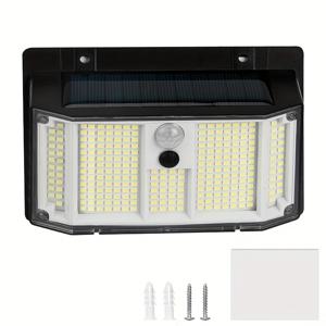 1개 268 LED 야외 태양광 외벽등, 태양광 정원등, 인체감지, 3가지 조명 모드, 170° 광각 조명 투광등(황혼부터 새벽까지 조명), 정원, 테라스, 차고, 울타리에 간편한 설치용
