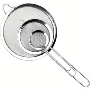 TEMU 스테인리스 스틸 주방 체 - 3pcs 세트 (베이킹 혼합물, 계란, 차, 밀가루용)