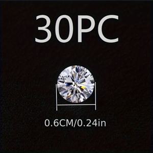 TEMU 30개 세트 - 6밀리미터(0.625mm 직경) 라운드 브릴리언트 컷 합성 큐빅 지르코니아 보석 - 주얼리 제작, DIY 공예, 귀걸이, 반지, 펜던트, 목걸이용 - 저렴한 럭셔리 CZ 스톤, 장식품, 반짝이는 액센트, 정교한 절단, 핸드메이드 액세서리 디자인, 고품질, 수공예, 소규모 판매자
