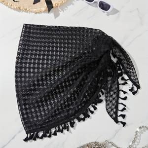 25SS 여름 트렌드 여성용 하운드투스 프린지 레이스 랩 스커트 - 비치 휴가용