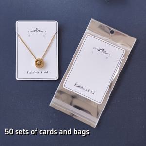 100개 카드스톡 & PP 주얼리 포장 키트 (50+50) | 8.5×6Cm 디스플레이 카드 (보호 가방 포함) - 소매점용 조립 불필요 목걸이 펜던트 쇼케이스