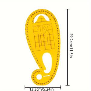TEMU 전문가용 재단 자 1개 - 프렌치 커브, 아머홀, 발목 측정 포함, 패션 , 재단사, 학생에게 적합한 정밀 재단 도구 - 내구성 있는 비전동식 구조, 투명