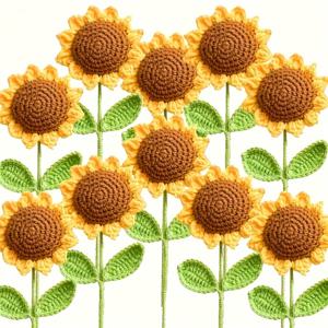 TEMU 5개/10개 인공 수제 코바늘 뜨개질 부케 - 가을 섬유 얀 니트 꽃, 미술 및 공예, 졸업식, 가을 홈 , 추수감사절, 신학기, 크리스마스 선물로 이상적