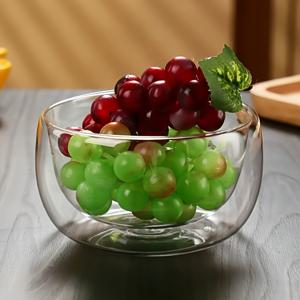 1개 고탄소실 이중 레이어 유리 볼, 과일 요거트 베이킹 샐러드 볼, 내열 유리 식기, 투명 과일 샐러드 볼. 주방 및 레스토랑, 식품 서비스 장비 및 용품, 케이터링 서비스 식기 및 식기류