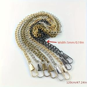 4개 세트 네 가지 색상 체인 세트, 폭 5mm/0.19인치, 길이 120cm/47.24인치 금속 체인 지갑 버클 여성용 숄더 스트랩, 가방 교체용, 사선 체인 가방 액세서리, DIY 지갑 만들기 재료, DIY 지갑 제작