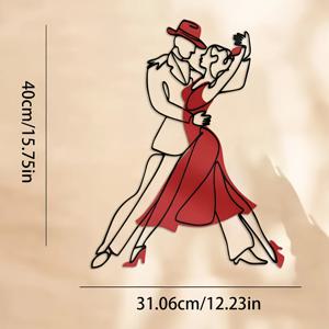 TEMU 1대형 댄스 커플 금속 벽 장식 - 우아한 드레스와 레드 드레스 장면 - 로맨틱 거실 장식, 결혼식, 기념일, 발렌타인데이 - 견고한 철제 구조 - 집들이/크리스마스/7월 4일 선물 아이디어