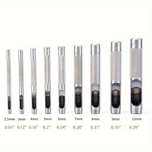 TEMU 9피스 벨트 펀칭 도구, 화이트 펀칭, 산업용 펀칭기, 고경도 미끄럼 방지 원형 구멍 (2.5mm 3mm 4mm 5mm 6mm 7mm 8mm 9mm 10mm)