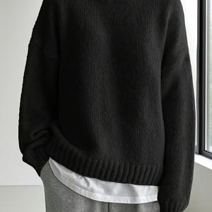 TEMU 여성용 소프트 스웨터 솔리드 컬러 라운드넥 긴팔 겨울용 따뜻하고 포근한 블라우스, 데일리 & 포멀웨어에 적합